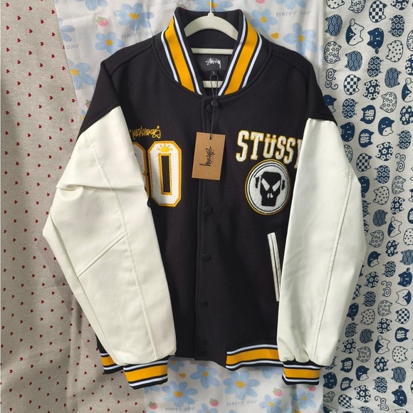 Stussy Other - Stussy Black, White & Yellow Varsity Bomber Jacket